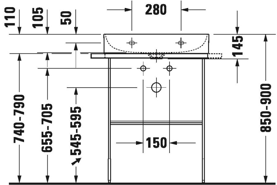 DURAVIT DURASQUARE kovový podstavec pro umyvadlo, matná černá