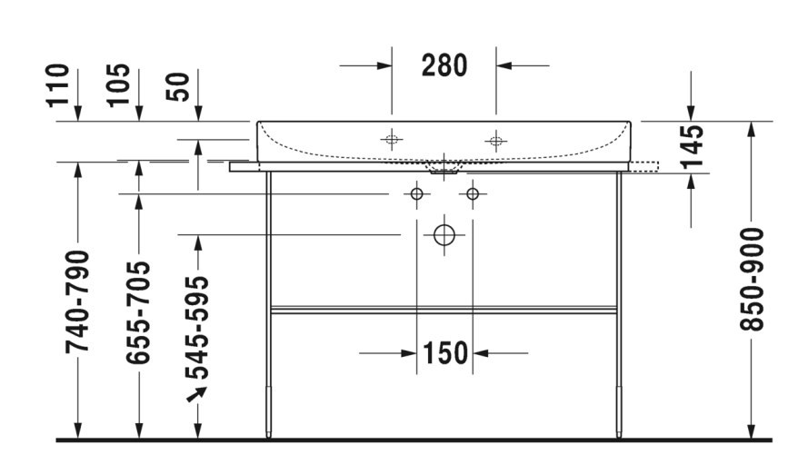 DURAVIT DURASQUARE kovový podstavec pro umyvadlo, chrom