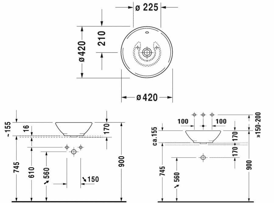 DURAVIT BACINO umyvadlová mísa 42 cm, s přepadem