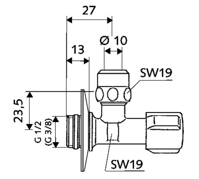 SCHELL COMFORT rohový ventil 1/2"x3/8", chrom