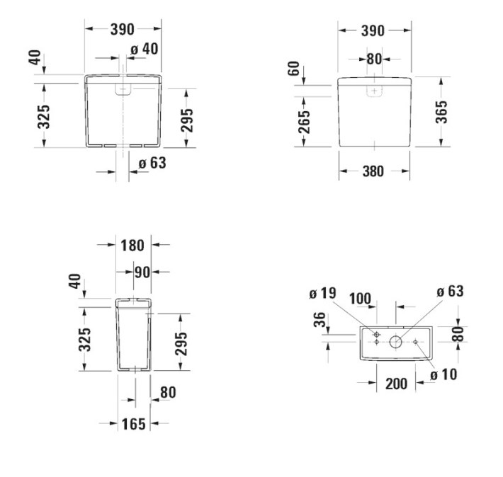 DURAVIT STARCK 3 WC kombi nádržka, spodní přívod vody, Dual-Flush