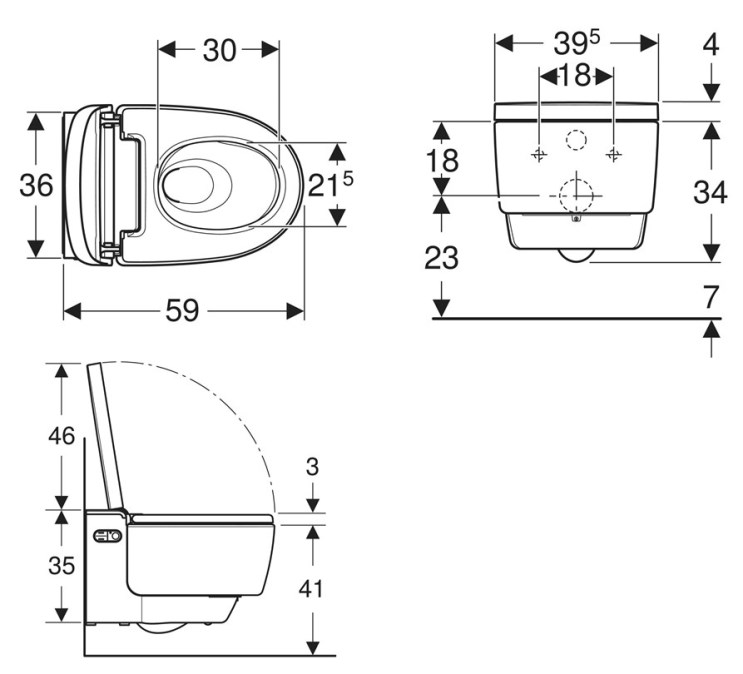 GEBERIT AQUACLEAN MERA COMFORT závěsné WC s bidetovým sedátkem, SoftClosing, TurboFlush, KeraTect, bílá/chrom