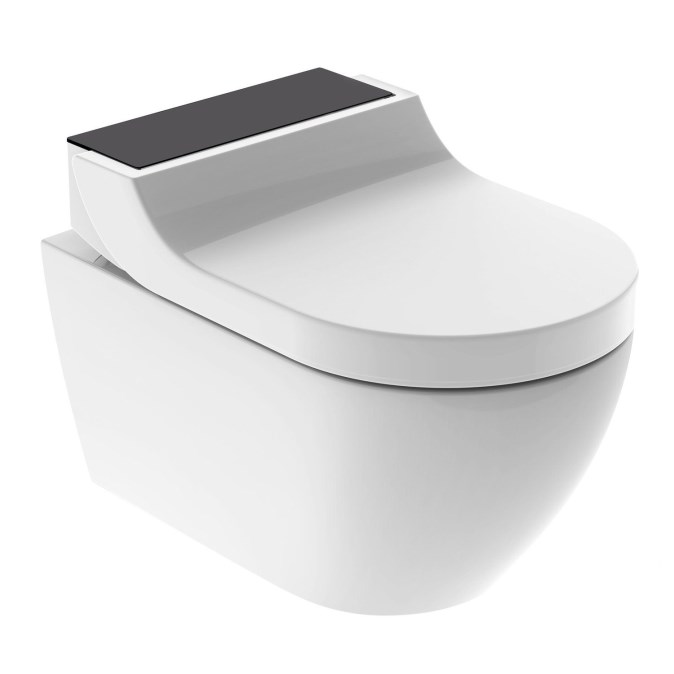 GEBERIT AQUACLEAN TUMA COMFORT závěsné WC s bidetovým sedátkem, SoftOpening, Rimless, KeraTect, bílá/černé sklo