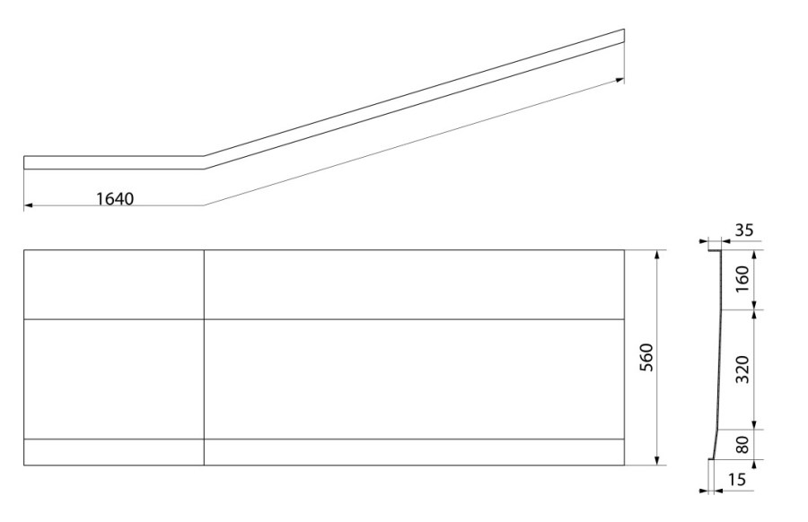 POLYSAN PROJEKTA L čelní panel k vaně 160x56 cm, levý