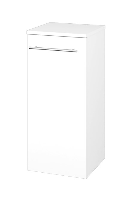 DŘEVOJAS DOS SND 35 nízká schrank 35,5x36x79,3 cm, 1 türen, panty vlevo, úchytka ocel, lesklá weiß/weiß vysoký glanz