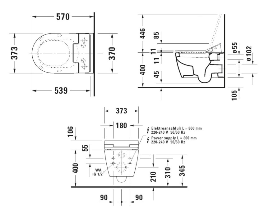 DURAVIT ME BY STARCK závěsné WC pro bidetové sedátko SensoWash