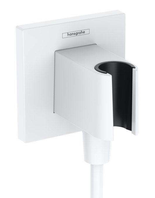 HANSGROHE FIXFIT E držák ruční sprchy s připojením na vodu, matná bílá