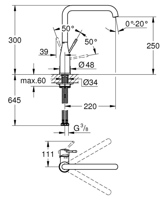 GROHE ESSENCE NEW dřezová armaturen, hard graphite