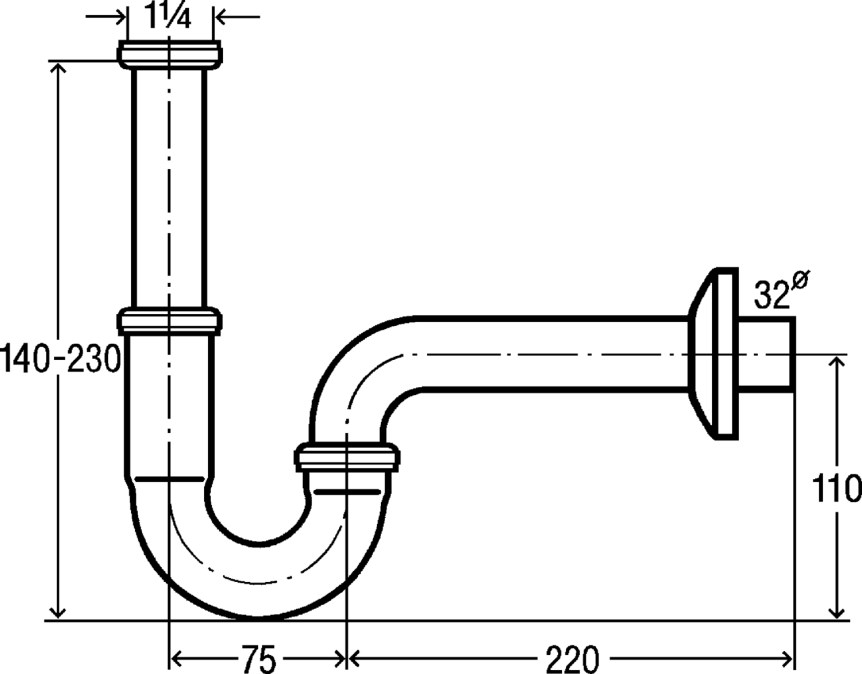 VIEGA 5611.5 designový sifon k umyvadlu DN32, s převlečnou maticí 5/4, matný chrom