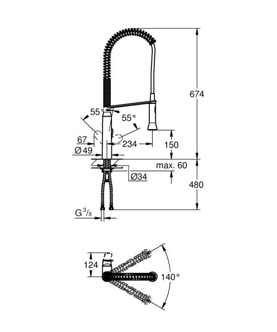 GROHE K7 dřezová baterie, s flexi ramínkem a sprškou, chrom