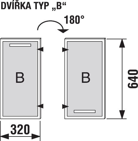 JIKA CUBITO dvířka skříňky 32x64 cm, panty vpravo, fino