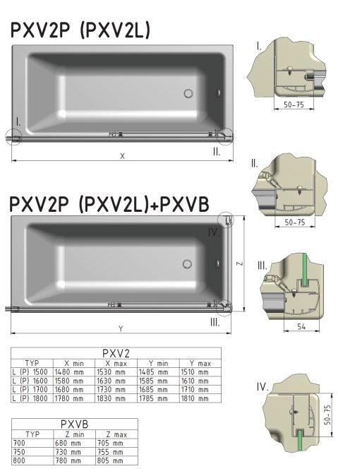 ROTH PROXIMA PXVB/800 boční stěna 80x150 cm, brillant/čiré sklo