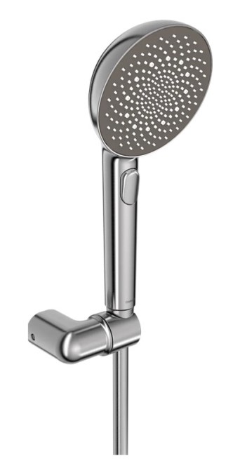 HANSA AURELIA sprchová souprava 3-dílná, ruční sprcha pr. 110 mm, 3 proudy, hadice, držák, broušená ocel