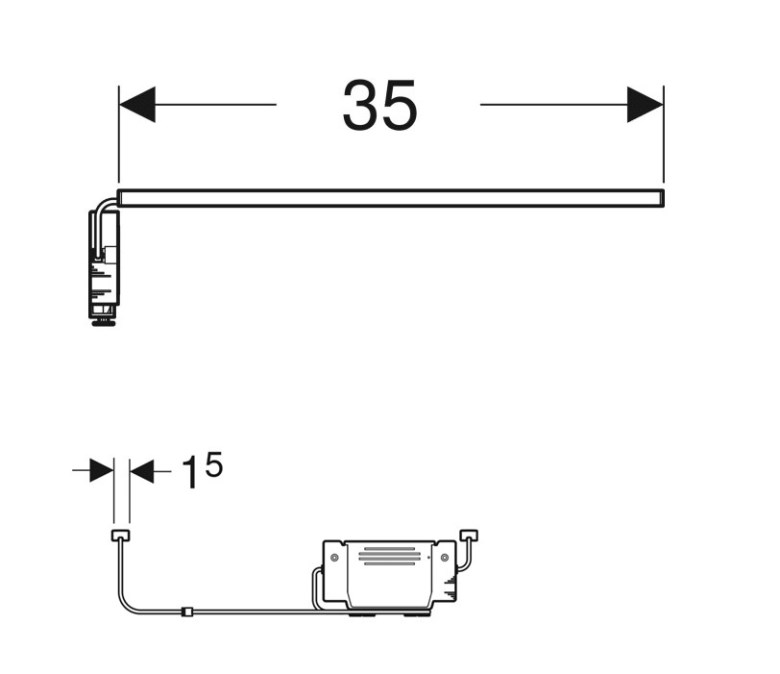 GEBERIT LED světelné lišty pro zásuvku, 3500 K, 350 mm