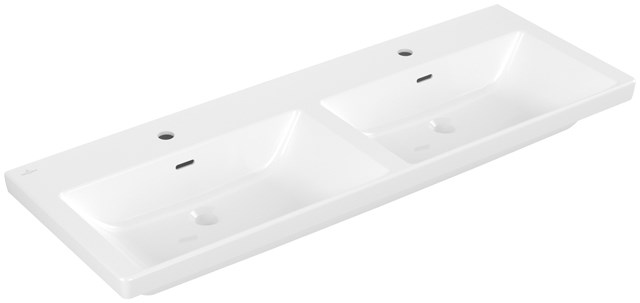 VILLEROY & BOCH VERITY EXCLUSIVE dvojumyvadlo 130 cm, se 2 otvory pro baterie a přepadem, CeramicPlus, alpská bílá