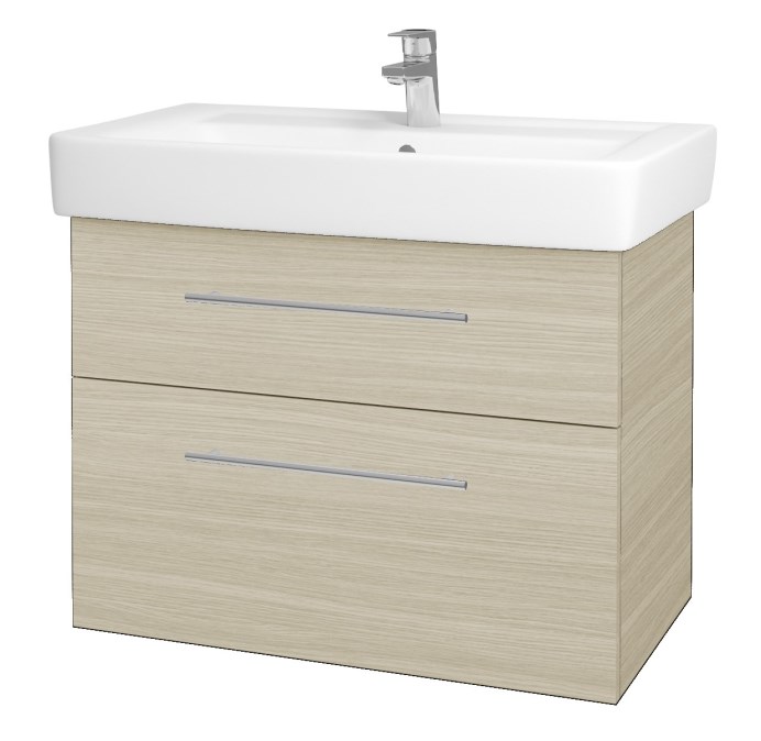 DŘEVOJAS Q MAX SZZ2 80 skříňka s umyvadlem 80x47,5x56 cm, 2 zásuvky, úchytka ocel, dub