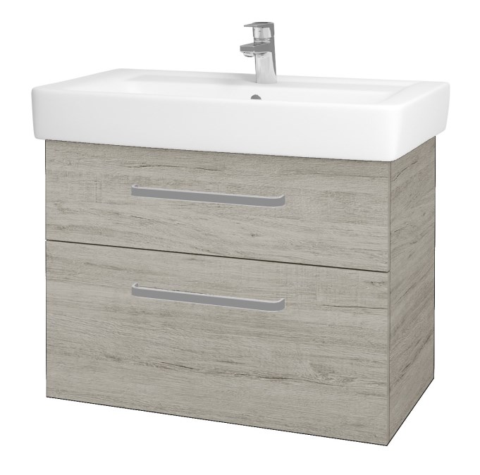 DŘEVOJAS Q MAX SZZ2 80 schrank s umyvadlem 80x47,5x56 cm, 2 zásuvky, úchytka hliník mat, oregon