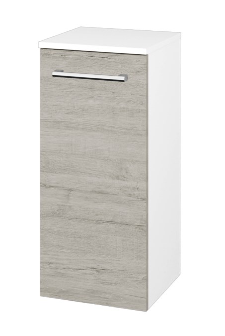 DŘEVOJAS DOS SND 35 nízká cabinet 35,5x36x79,3 cm, 1 doors, panty vlevo, úchytka chrome, lesklá white/oregon