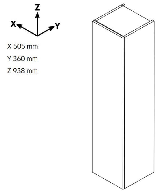 DŘEVOJAS DOS SNDKZ 50 nízká schrank 50,5x36x93,8 cm, 1 zásuvka, 1 türen, s košem, úchytka chrom, lesklá weiß/weiß vysoký glanz