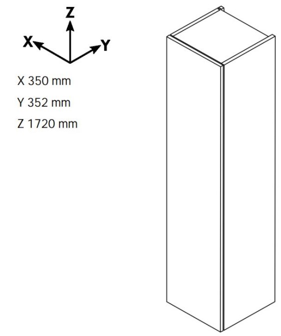 DŘEVOJAS DOS SVD2Z 35 vysoká skříňka 35x35,2x172 cm, 1 zásuvka, 2 dvířka, panty vlevo, úchytka hliník mat, lesklá bílá/dub