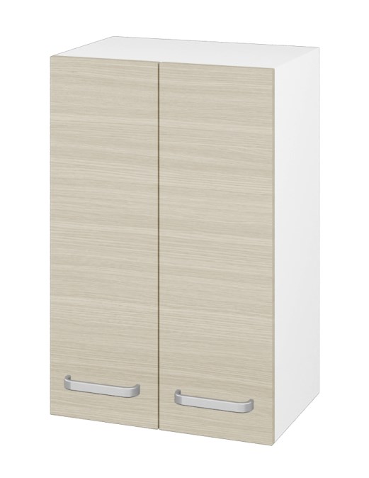 DŘEVOJAS SYD2 50 nízká cabinet 50x35,2x77,1 cm, 2 doors, úchytka hliník mat, lesklá white/dub