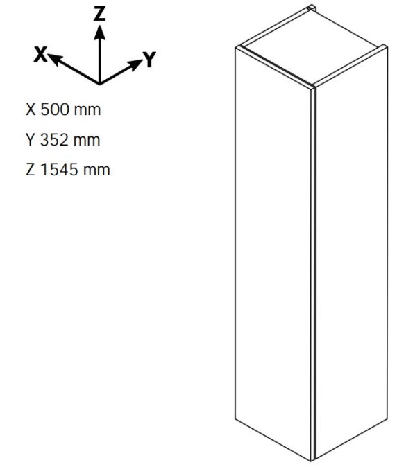 DŘEVOJAS DOS SVD4 50 vysoká skříňka 50x35,2x154,5 cm, 4 dvířka, úchytka chrom, lesklá bílá/ořech