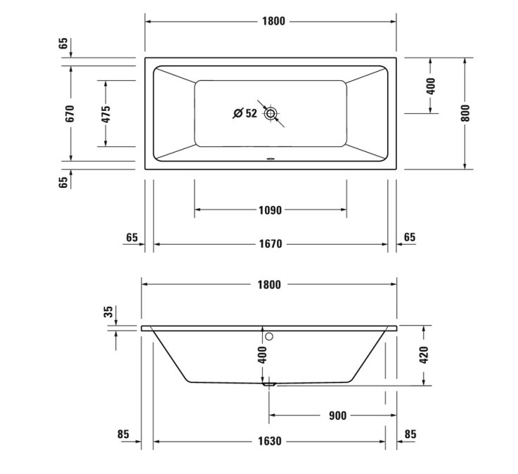DURAVIT NO.1 vana 180x80 cm, hydromasážní, pro 2 osoby, s nožičkami, akrylát