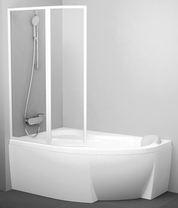 RAVAK ROSA VSK2 160 L vanová zástěna 99x150 cm, levá, skládací, white/sklo transparent
