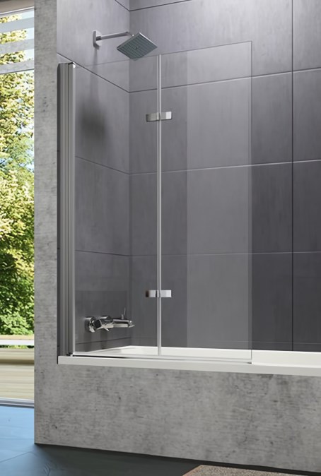 HÜPPE DESIGN PURE vanová zástěna 1200x1500 mm, levá, skládací, stříbrná lesklá/sklo čiré