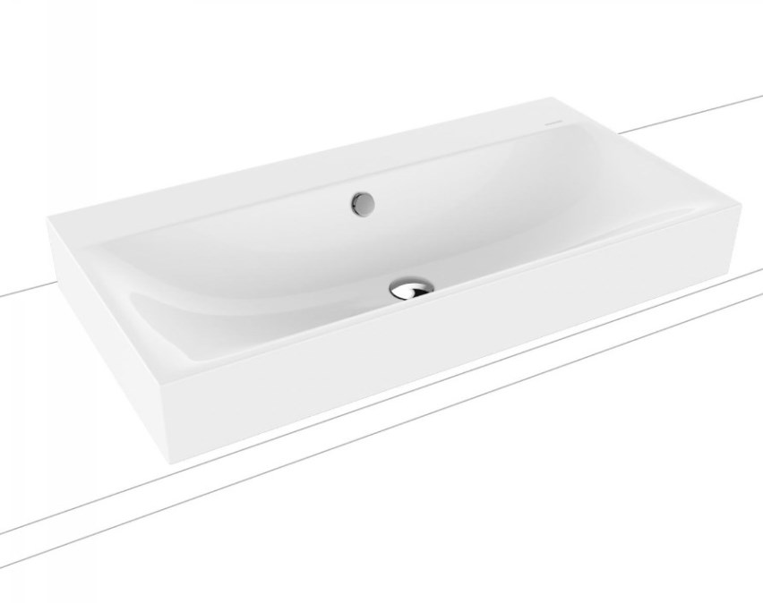 KALDEWEI SILENIO 3043 umyvadlo na desku 90 cm, bez otvoru pro baterii, s přepadem, smaltovaná ocel, Perl-Effekt, alpská bílá