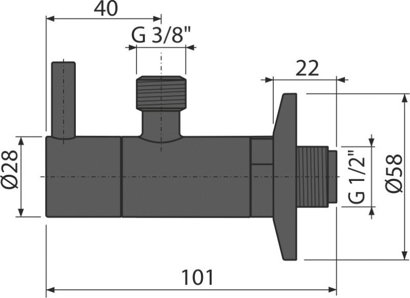 ALCA rohový ventil 1/2"x3/8", s filtrem, matná černá