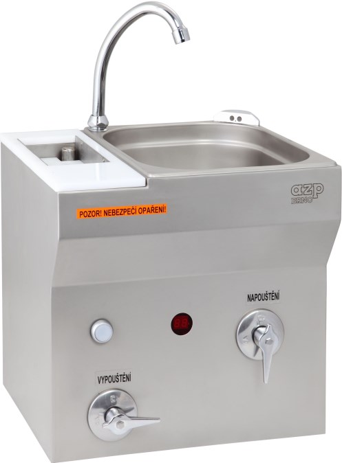 AZP BRNO umyvadlo 38 cm, se senzorovou baterií a sterilizátorem, napájení ze sítě, nerez