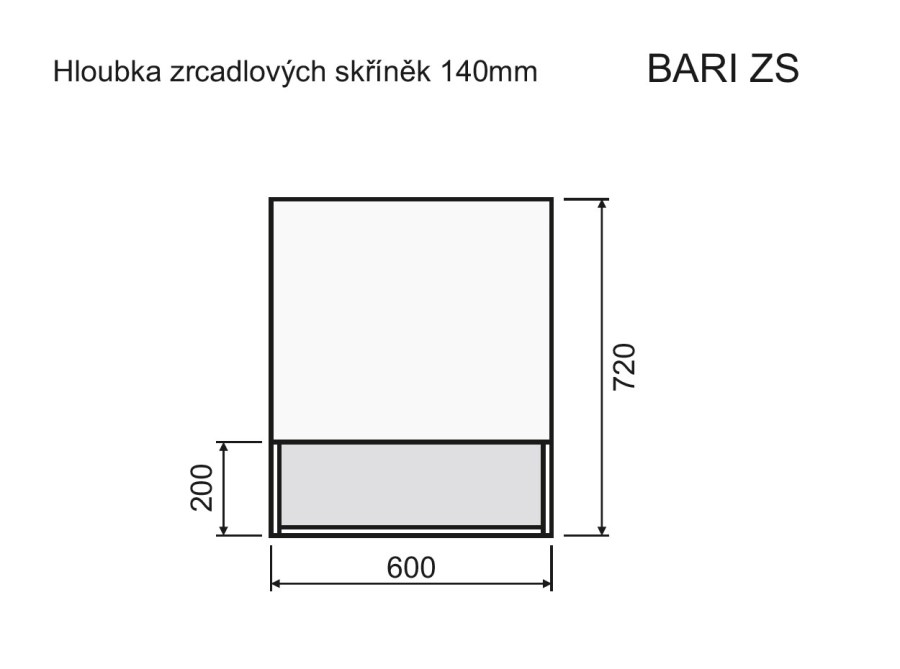 INTEDOOR BARI zrcadlová skříňka 60x72x14 cm, s vypínačem a el. zásuvkou, panty vlevo, MDF, aqua marina mat