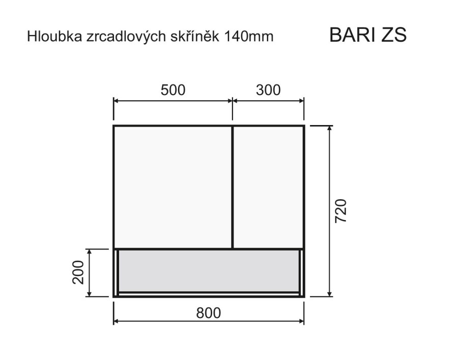 INTEDOOR BARI zrcadlová skříňka 80x72x14 cm, s vypínačem a el. zásuvkou, MDF, cotto mat