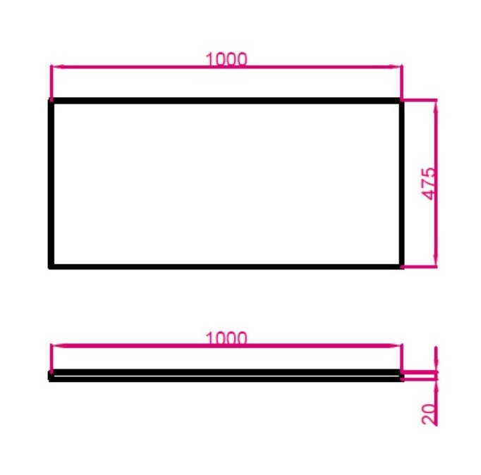 TECHNISTONE MODULAR deska pod umyvadlo 100x47,5x2 cm, Crystal Cal Silva L 20 LE160