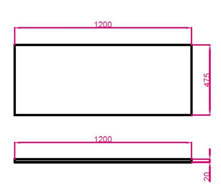 TECHNISTONE MODULAR deska pod umyvadlo 120x47,5x2 cm, Crystal Cal Silva L 20 LE160