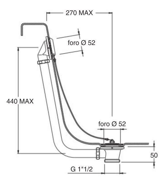 SILFRA vanový siphon 44 cm, se zátkou, chrom