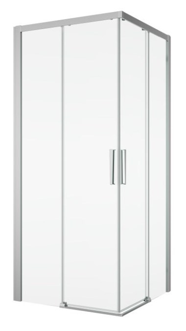 RONAL DIVERA D22SE2B sprchový kout 100x100 cm, rohový vstup, posuvné dveře, aluchrom/čiré sklo