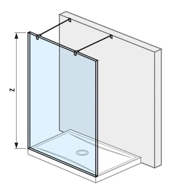 JIKA PURE stěna walk-in 140x200 cm, stříbrná/transparentní sklo
