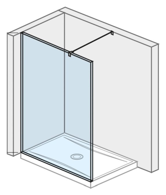 JIKA CUBITO PURE stěna walk-in 120x200 cm, stříbrná/transparentní sklo