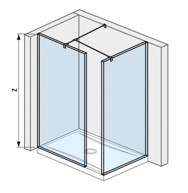 JIKA PURE stěna walk-in 68,4x200 cm, stříbrná/transparentní sklo