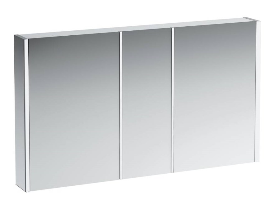 LAUFEN FRAME 25 zrcadlová skříňka 130x75x15 cm, osvětlení, hliník, lesklá bílá