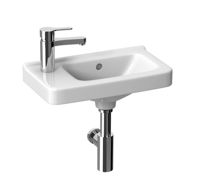 JIKA CUBITO PURE umývátko 45 cm, s otvorem pro baterii vlevo, s přepadem, Jika perla