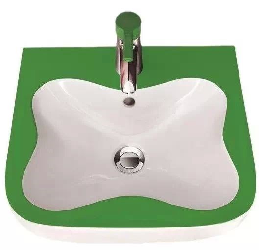 LAUFEN FLORAKIDS umývátko 45 cm, s otvorem pro baterii a přepadem, bílá/zelená