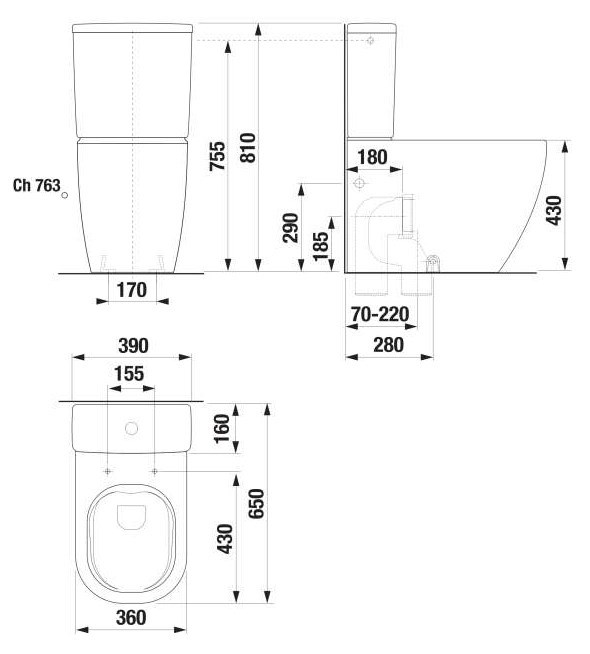 JIKA MIO-N WC kombi mísa, Rimless splachování, vario odpad