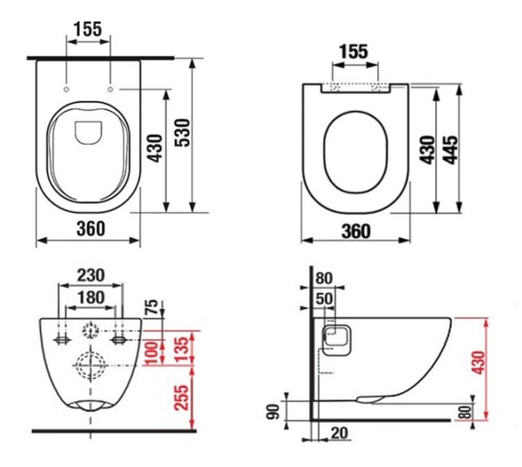 JIKA MIO-N Pack závěsné WC, Rimless splachování