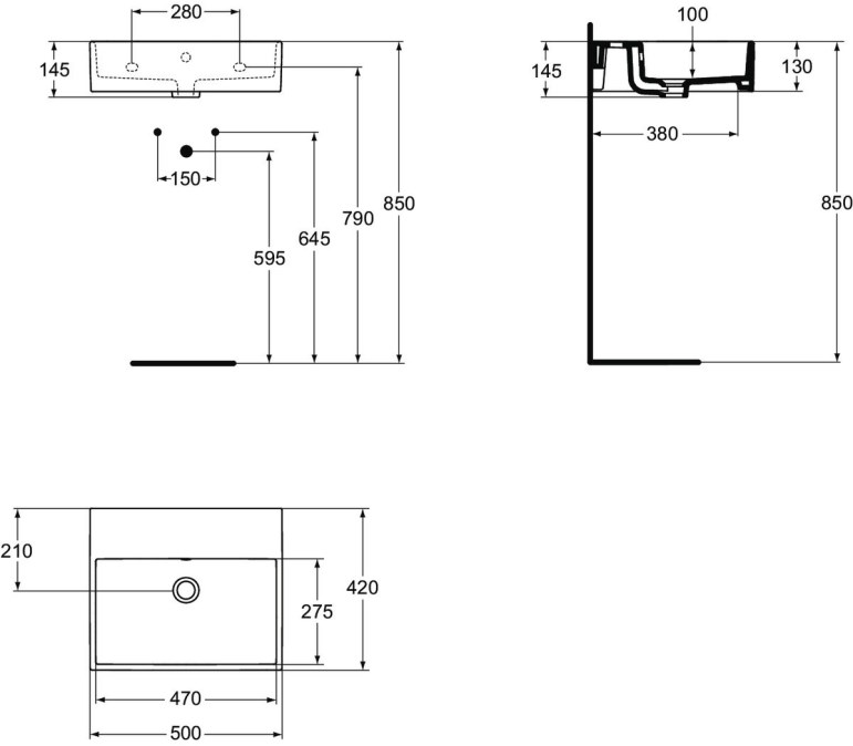 IDEAL STANDARD STRADA umyvadlo 50 cm, s přepadem
