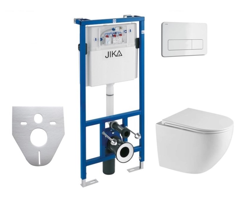 BASIC PRO závěsné WC s montážním prvkem Jika modul, Tornado Flush splachování, SoftClose sedátko, bílé tlačítko