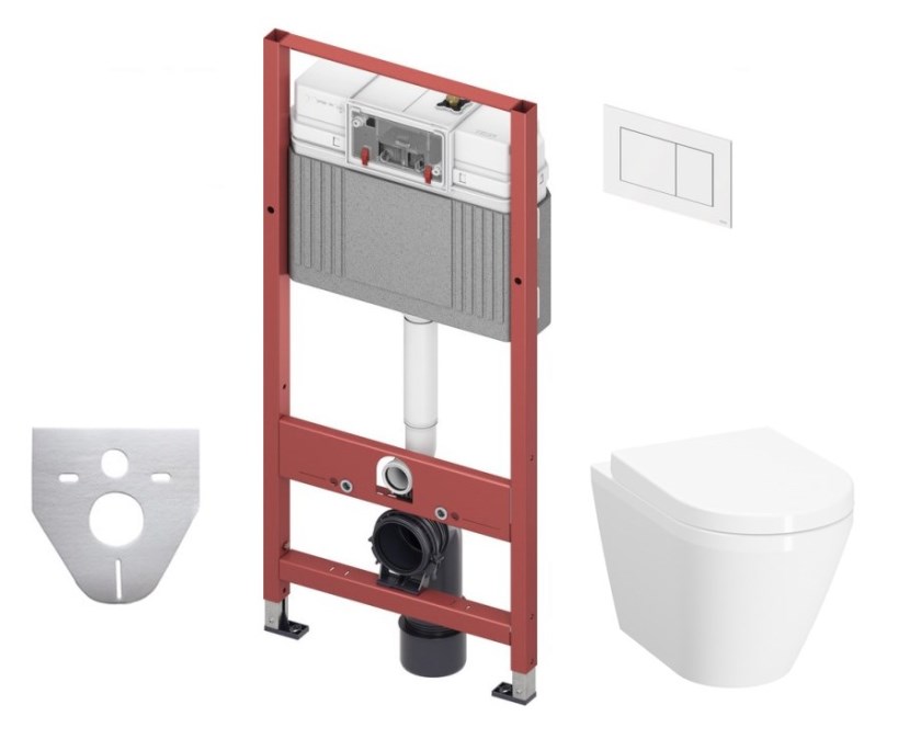 VITRA INTEGRA závěsné WC s montážním prvkem TECEbase, Rim-ex splachování, SoftClose sedátko, bílé tlačítko