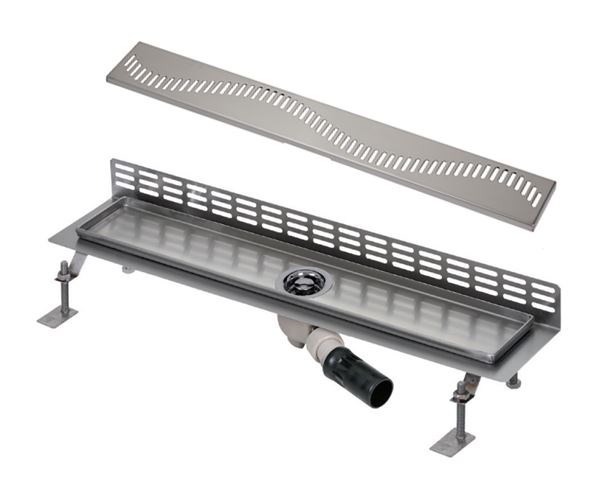 SANELA sprchový žlab 1150 mm, ke stěně, boční odtok DN 50, rošt A, matná nerez ocel